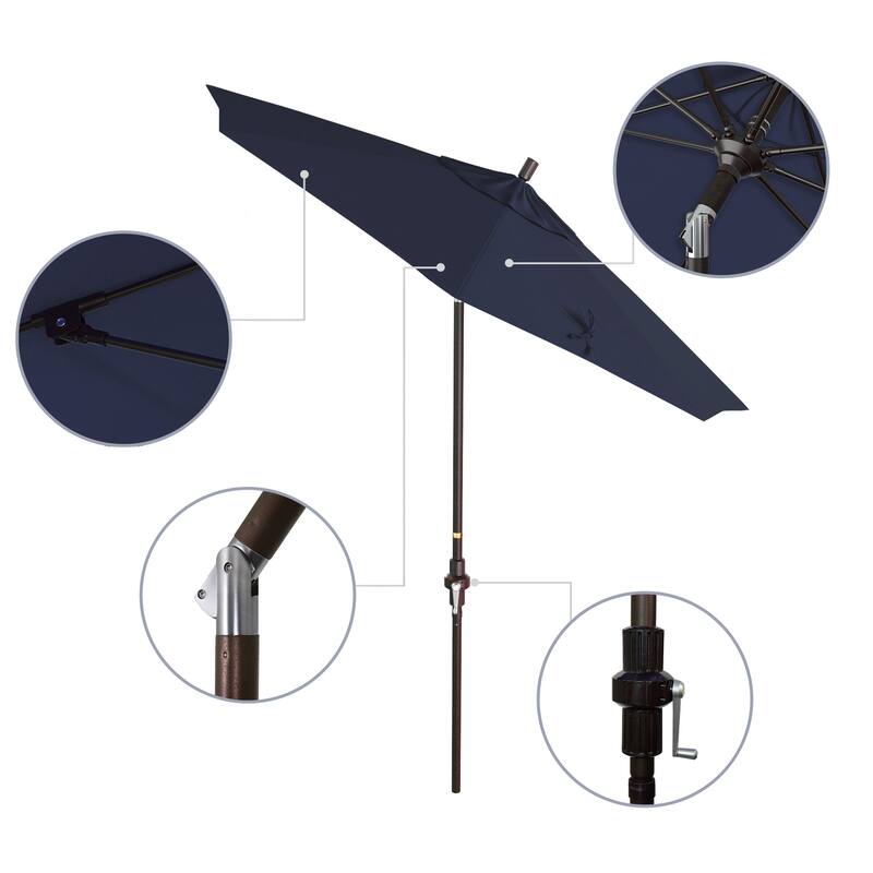 California Umbrella 75' Sun Master Patio Umbrella Bronze Aluminum Pole Fiberglass Ribs Crank Lift Tilt Pacifica