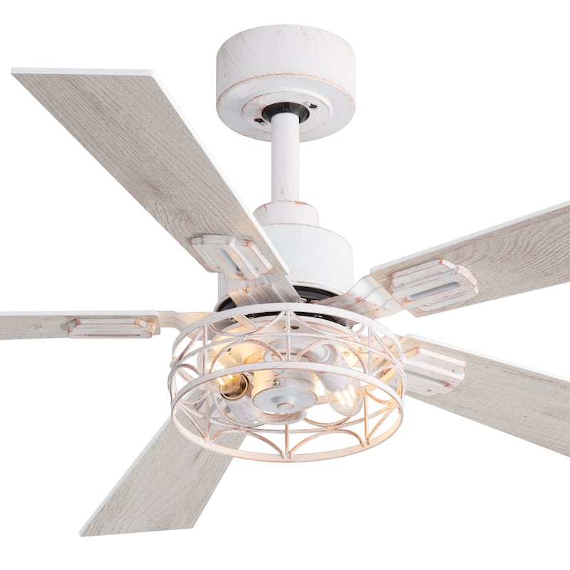 42" Reversible 5-Blade Caged Ceiling Fan with Light and Remote