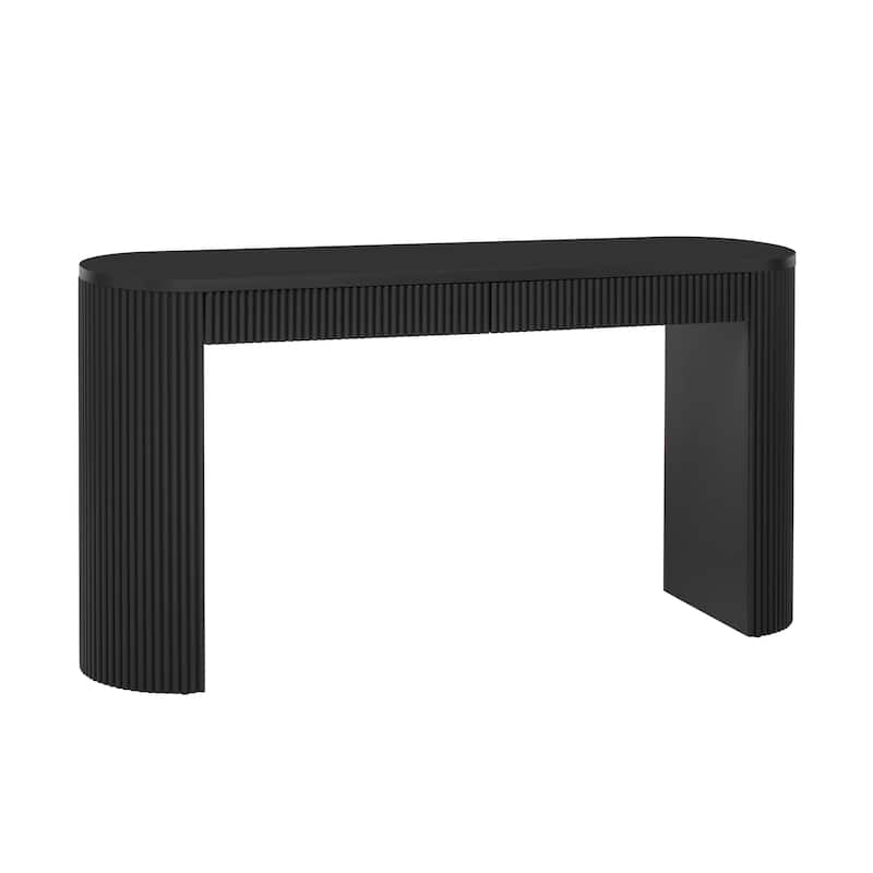 58.2" Entryway Table with Large Top and 2 Drawers, Console Table with Arched Legs, Pine Veneer Sofa Table