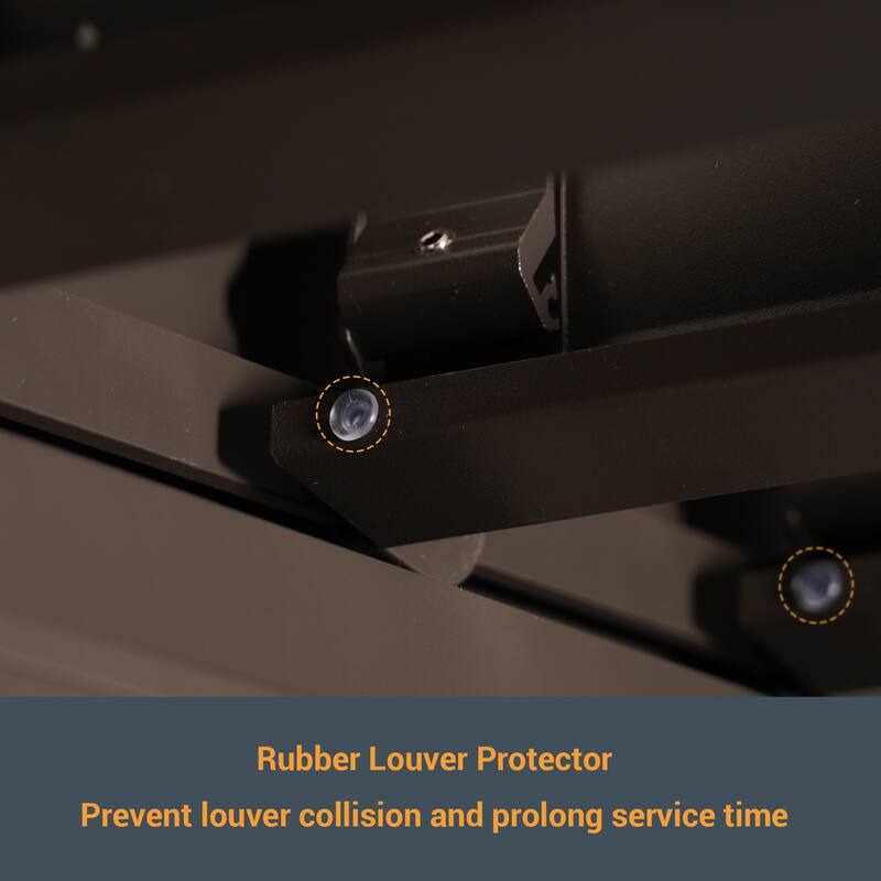 LIVOOSUN Outdoor Detachable Control Panel LED Equipped Pergola, Solar and USB Charging Options, Brown