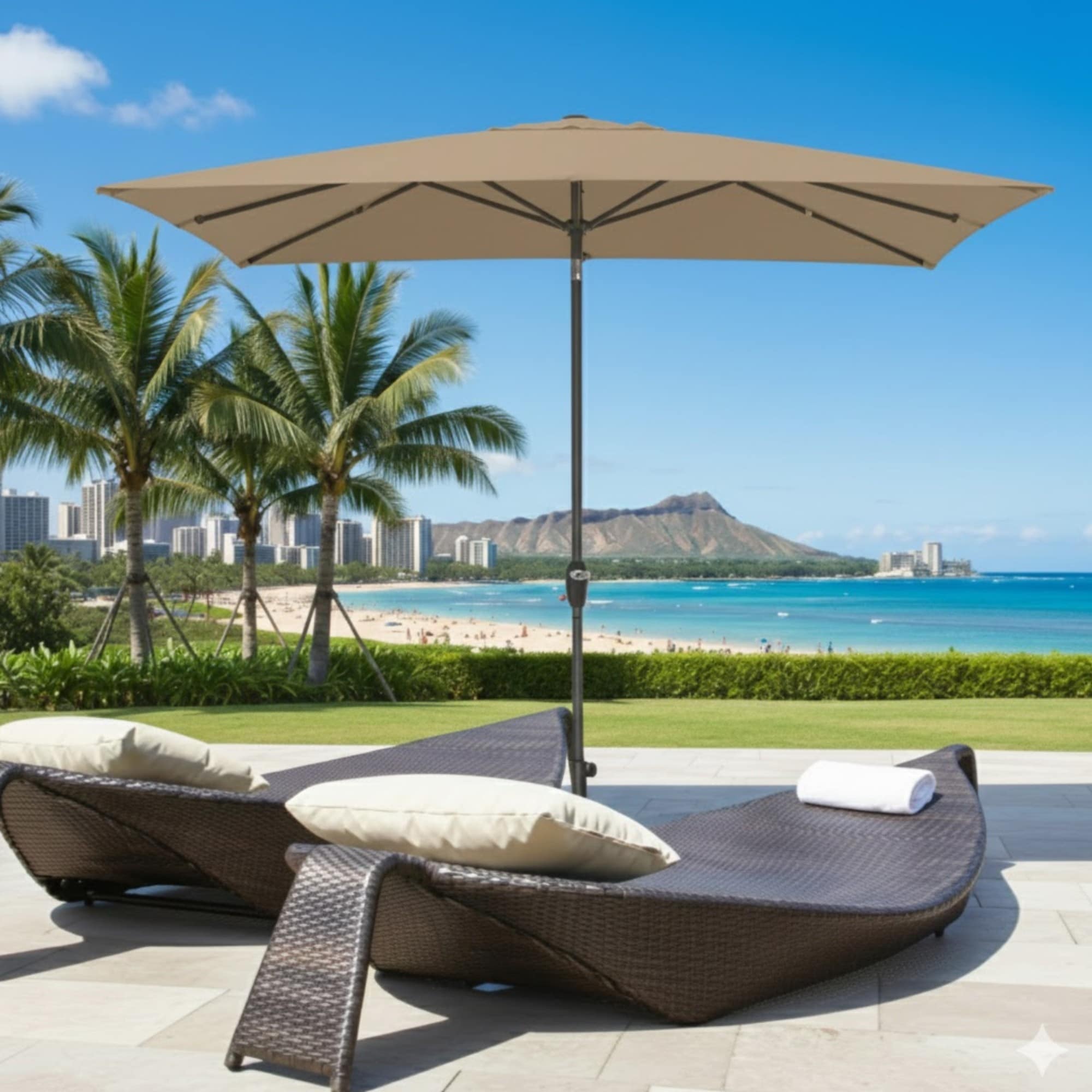 6 ft patio rectangle umbrella with base PURPLE LEAF Market 6' x 4' Dual Tilt Taupe 8 Ribs The crank lift system allows you to easily adjust the height of the umbrella without manual effort Sofucor 6.5 x 10 ft
