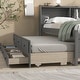 preview thumbnail 4 of 6, Grey Full Size Pine Wood Platform Bed with Storage Headboard, Twin Trundle, and 3 Drawers