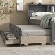 preview thumbnail 4 of 6, Grey Pine Wood Platform Bed with Storage Headboard, Twin Trundle, and 3 Drawers