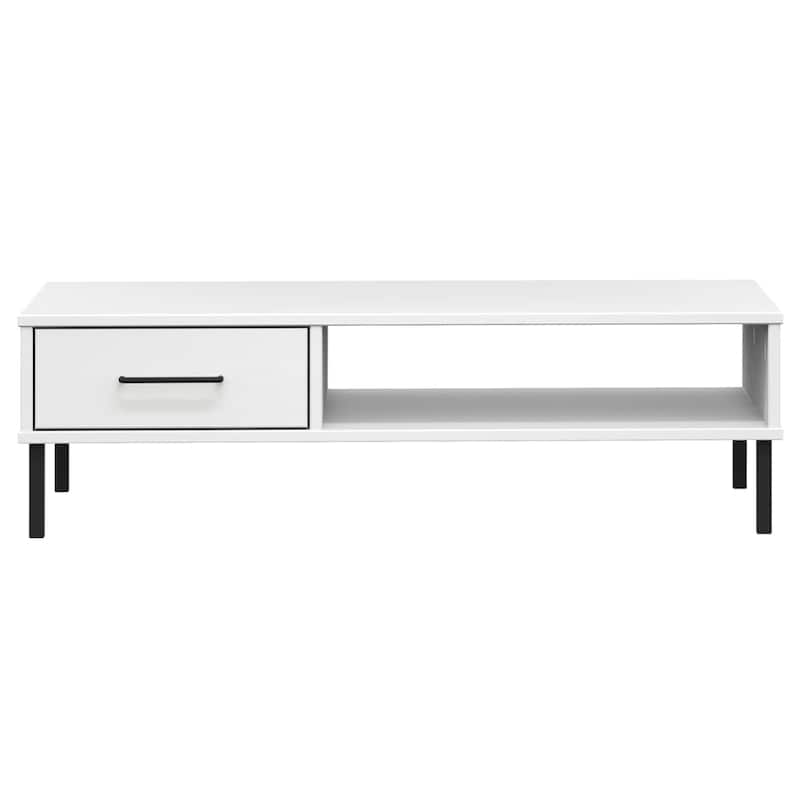 vidaXL Coffee Table Accent Side Sofa End Table with Metal Legs Solid Wood OSLO - 39.4" x 21.7" x 11.4"