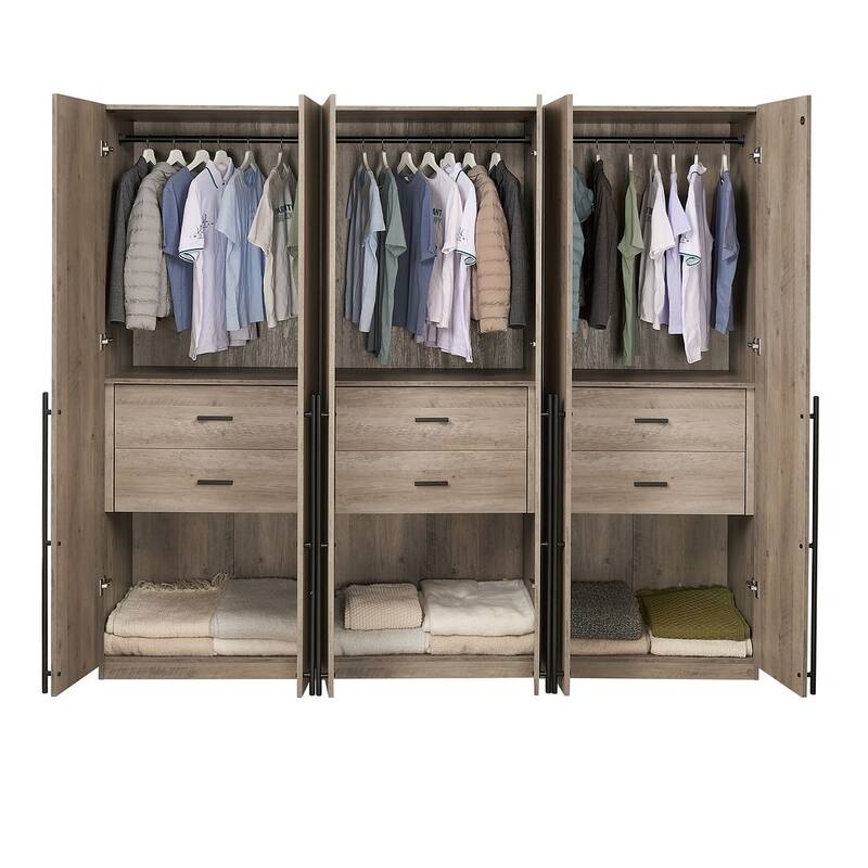 Manhattan Comfort Lee Modern 2.0 Freestanding Wardrobe Closet Armoire Set of 3