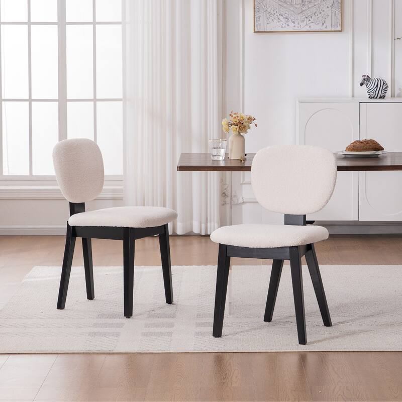 Set of 2/4/6 Mid-Century Modern Upholstered Dining Chairs - White - Set of 2