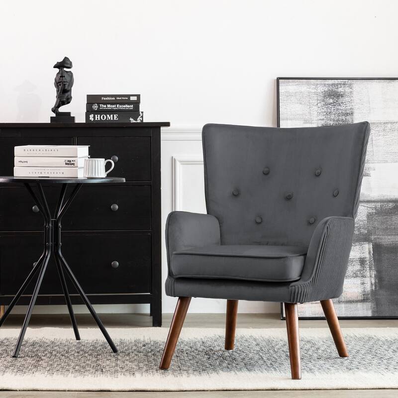 Velvet Upholstered Accent Chair Armchair for Living Room