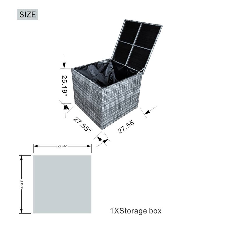 7-Piece Patio Mixed Brown and Grey Sofa Set with Fire Pit Table