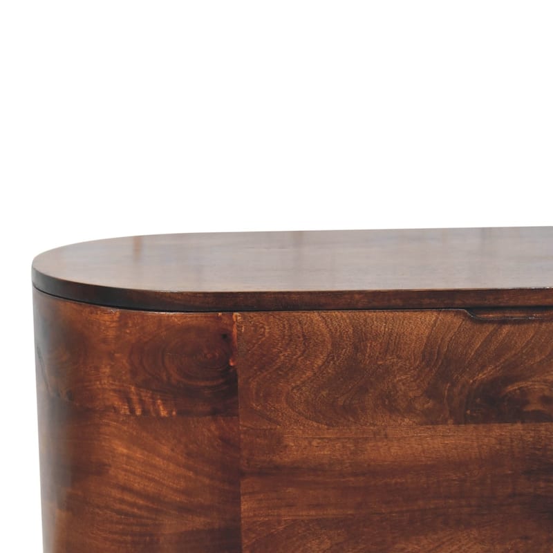 Artisan Furniture Solid Wood California Walnut Rounded Lid up Blanket Box, Brown With Storage - N/A