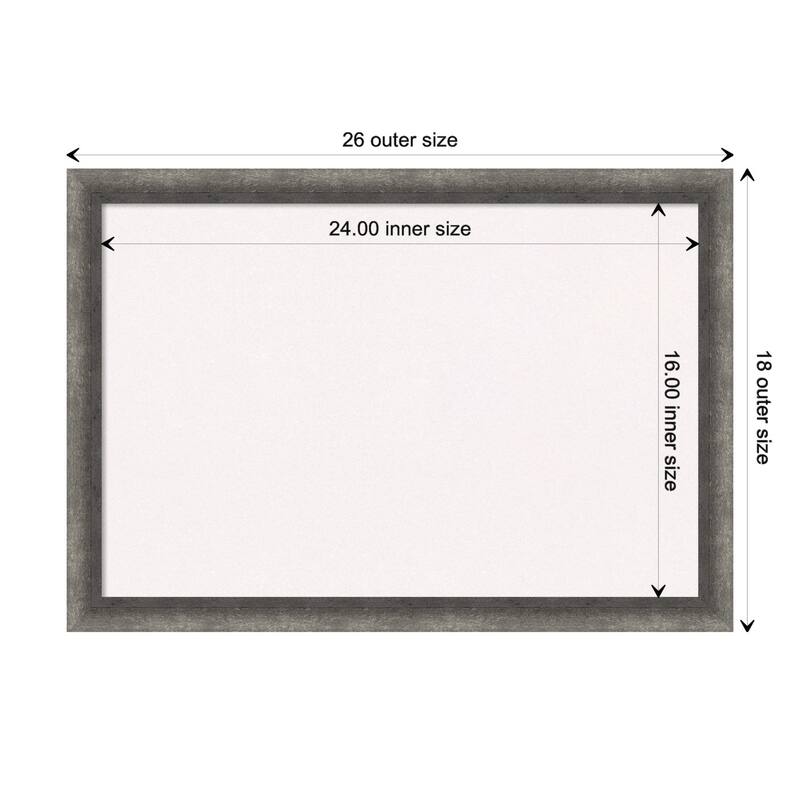 Burnished Concrete Narrow Wood Framed White Corkboard Bulletin Board - Board Size 24x16