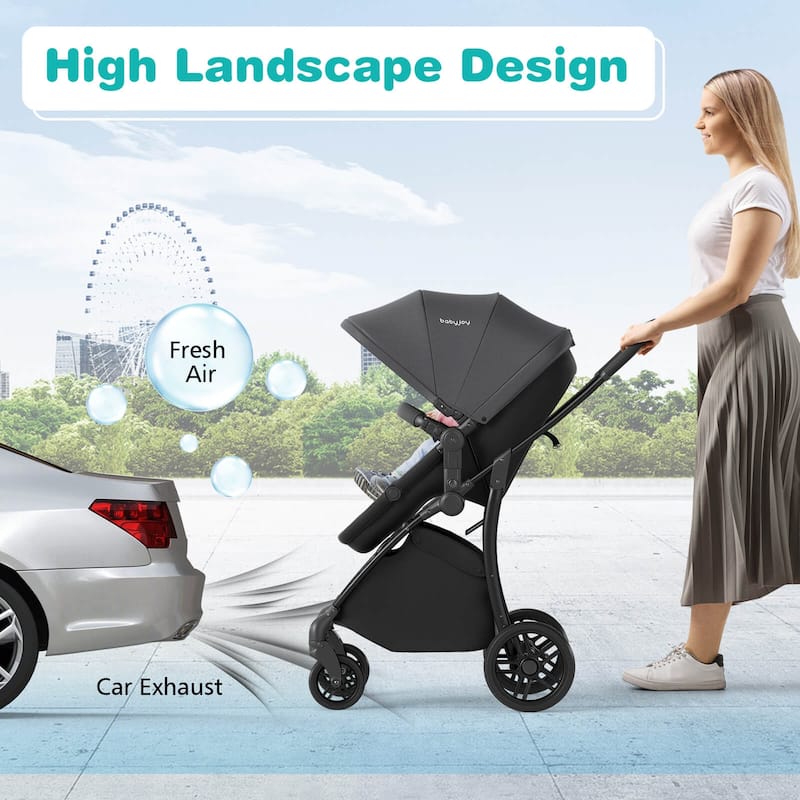 Babyjoy 2 in 1 Baby Stroller Folding High Landscape Pushchair with - See Details