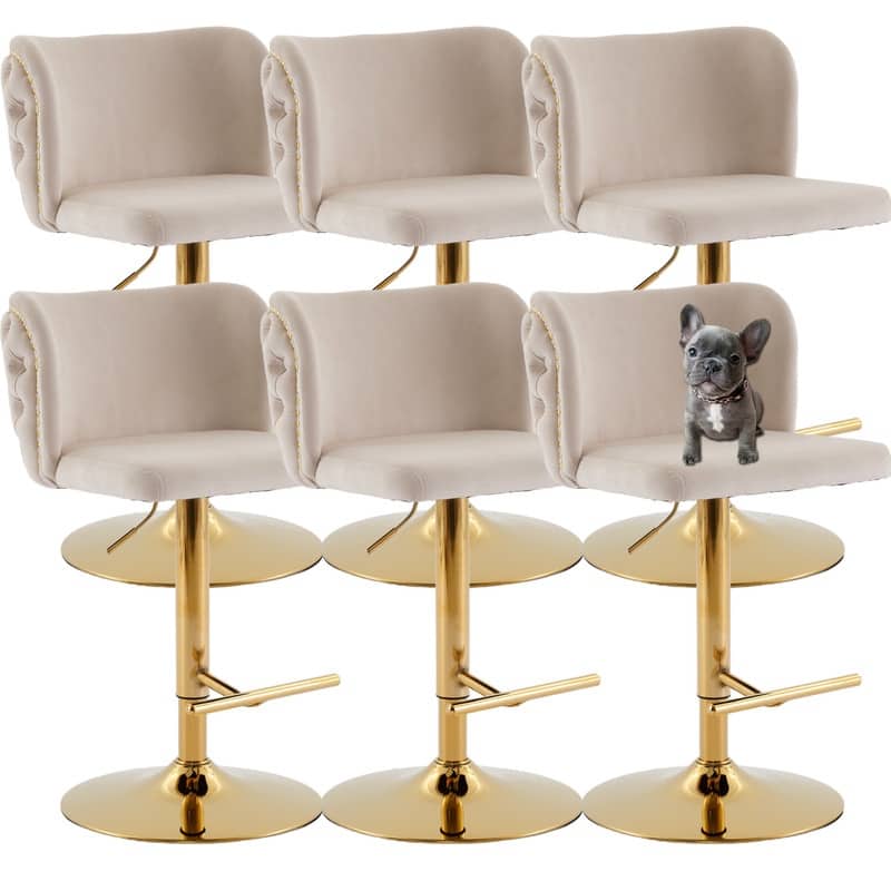 Modern Upholstered Swivel Adjusatble Height Leather Barstools Set of 6 - Set of 6 - Beige Glod