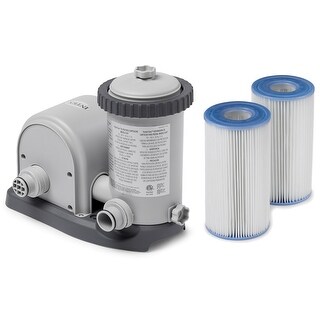 Intex 1500 GPH Easy Set Pool Filter Pump & Type A or C Filter Cartridge (2 Pack) - 18.3
