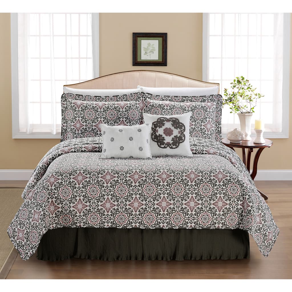 Serenta 6 Piece Coventry Printed Microfiber Quilts Coverlet Set