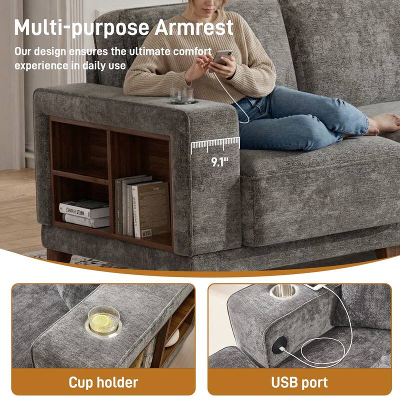 Transitional Modular Storage Sectional with Ottoman