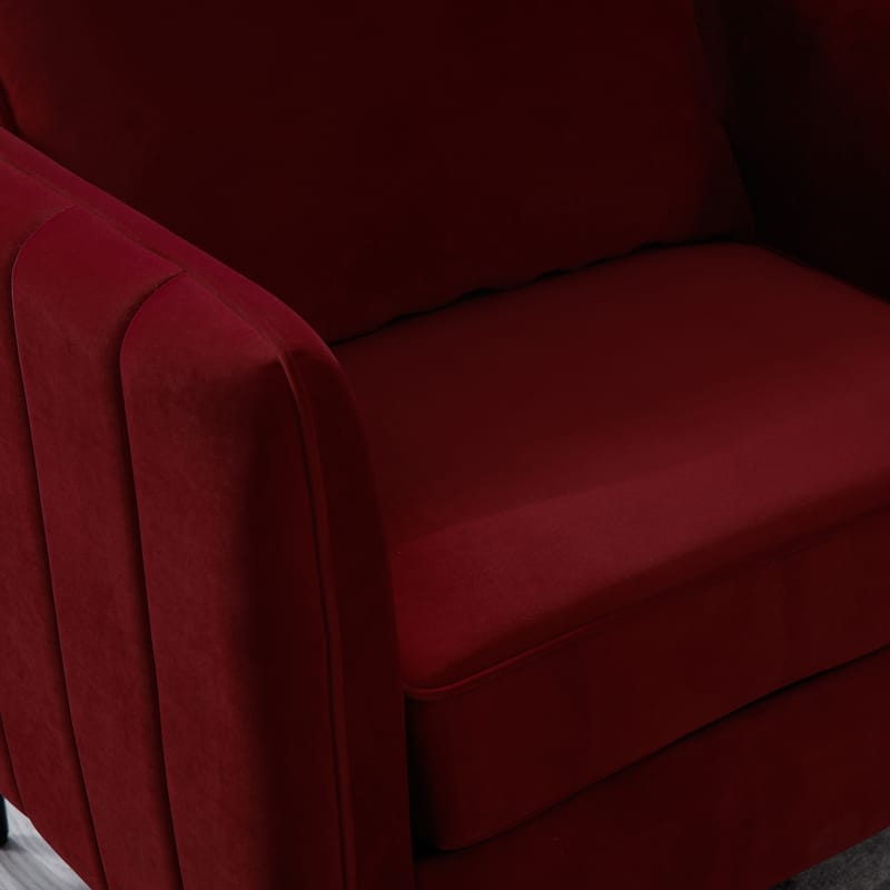Accent Chair For Living Room, Velvet Comfy Single Sofa Chair Mid-Century Modern Armchair With 1 Pillow And Metal Legs