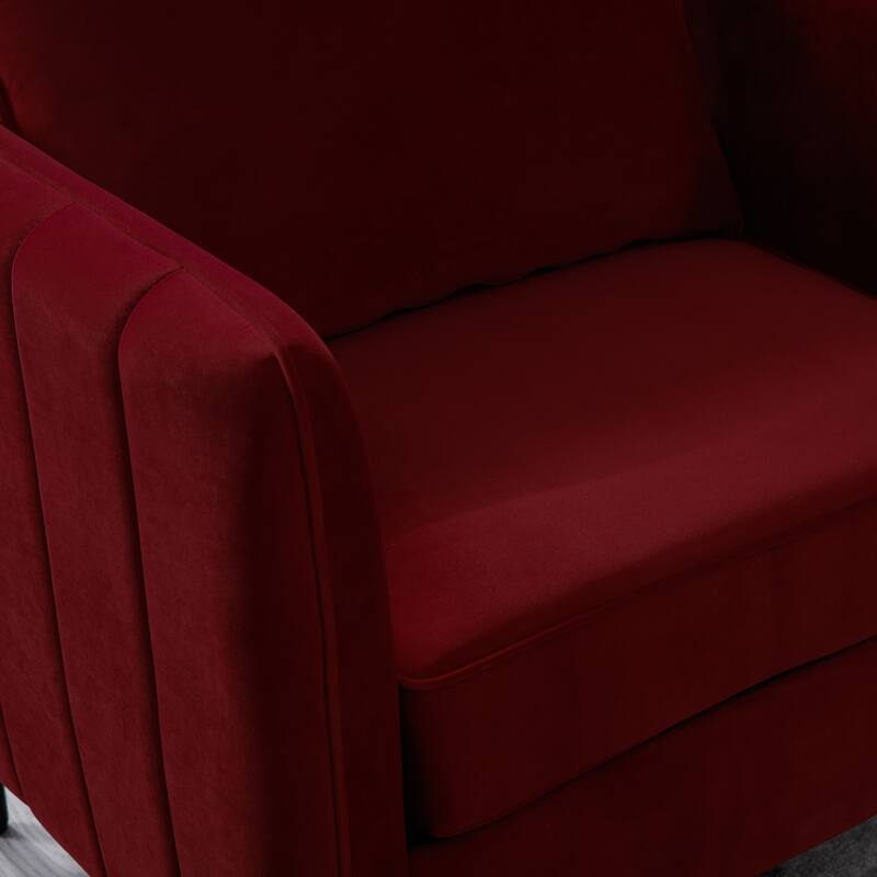 Mid-Century Modern Armchair with 1 Pillow and Metal Legs for Bedroom