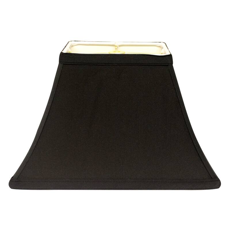 Rectangle Bell Hardback Lampshade with Washer Fitter, Black Natural Fabric Lampshade with White Lining for Table Lamps - Black White