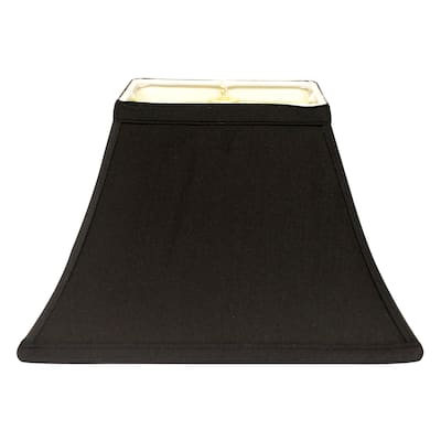 Rectangle Bell Hardback Lampshade with Washer Fitter, Black Natural Fabric Lampshade with White Lining for Table Lamps