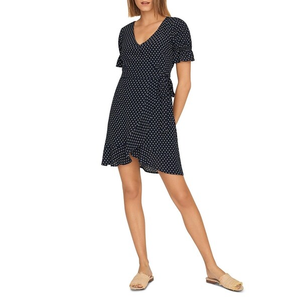 blue faux wrap dress