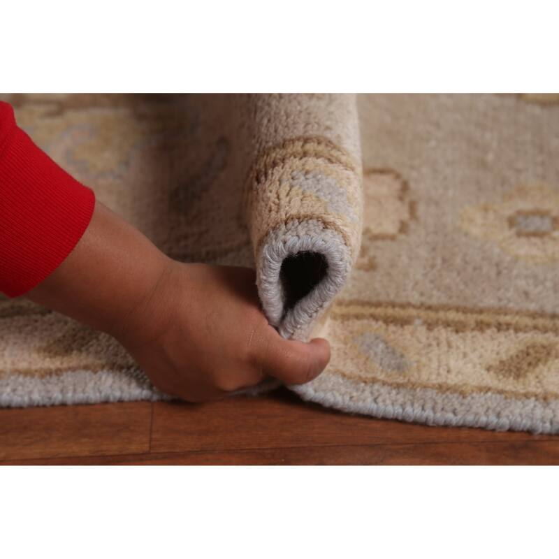 Earth Tone Oushak Indian Area Rug Hand-Knotted Wool Carpet - 9'1" x 11'10"