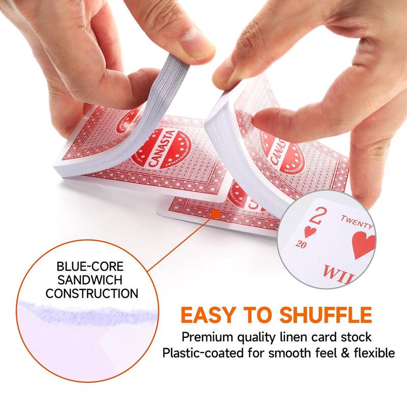GSE™ Canasta Cards Game Set with 2-Deck Red Canasta Cards with Point Values, a Revolving Card Holder/Tray & 50 Score Pads