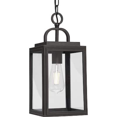 Grandbury Collection One-Light Antique Bronze Outdoor Hanging Light - 7 in x 7 in x 15.375 in