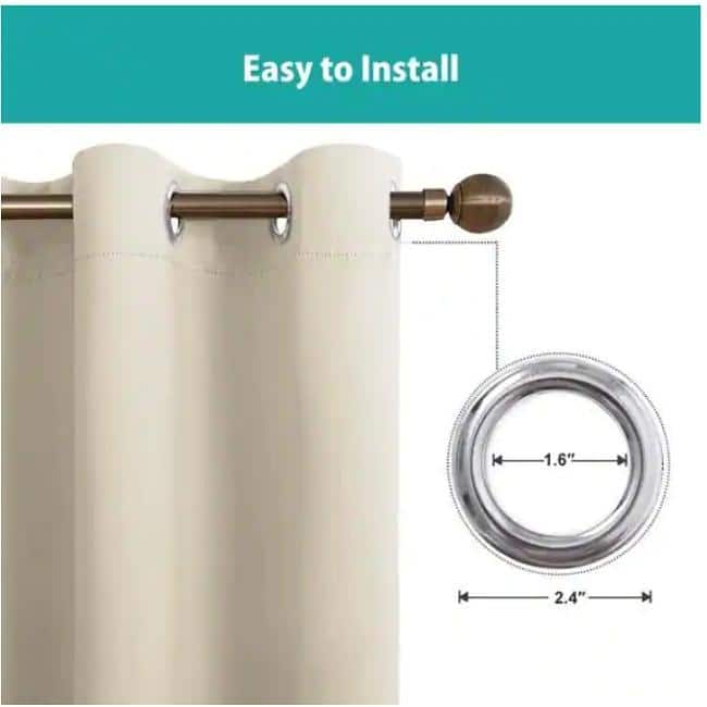 Pro Space Beige Blackout Curtains with Grommet Top，2 Panel - 34 in. W x 95 in. L