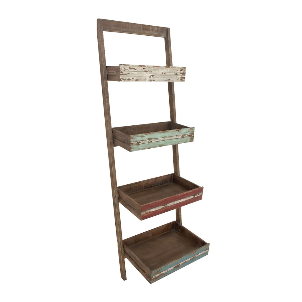 Wood 4 Shelf Shelving Unit - Brown - Roche River Decor - 18"Wx23"Lx70"H