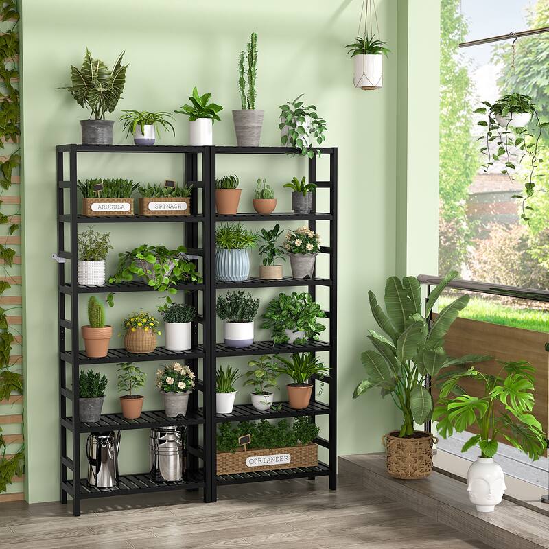 Free Standing Bamboo Bookshelf Organizer,Thick Bookcase Storage Shelving,Rust Resistance,Easy Assemble