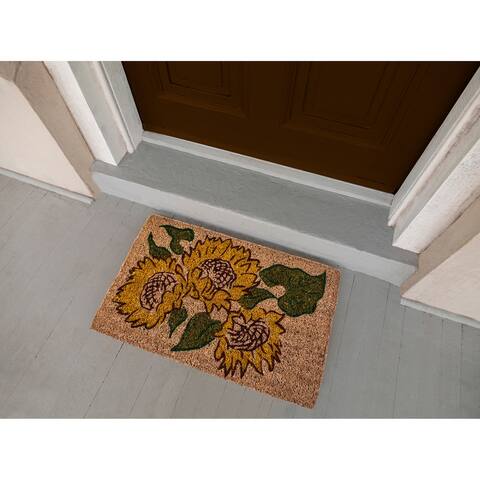 Sunflowers Handwoven Coconut Fiber Doormat