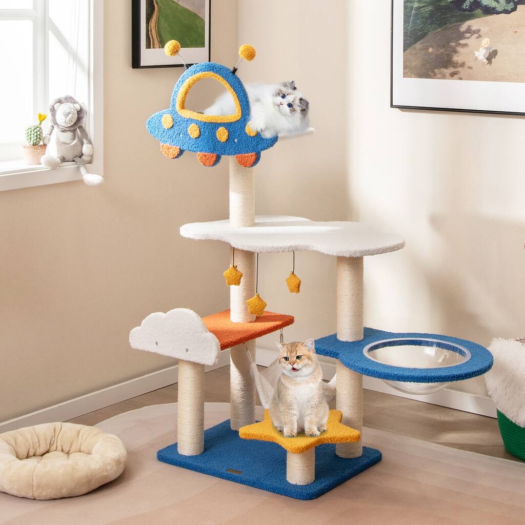 7-Layer Cat Tree with UFO Top Perch Space Capsule and Sisal Scratching Posts - 23" x 18" x 49"