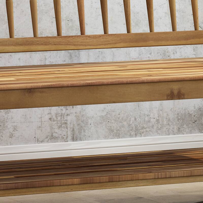 Lennon Acacia Wood Bench with Shelf by Christopher Knight Home