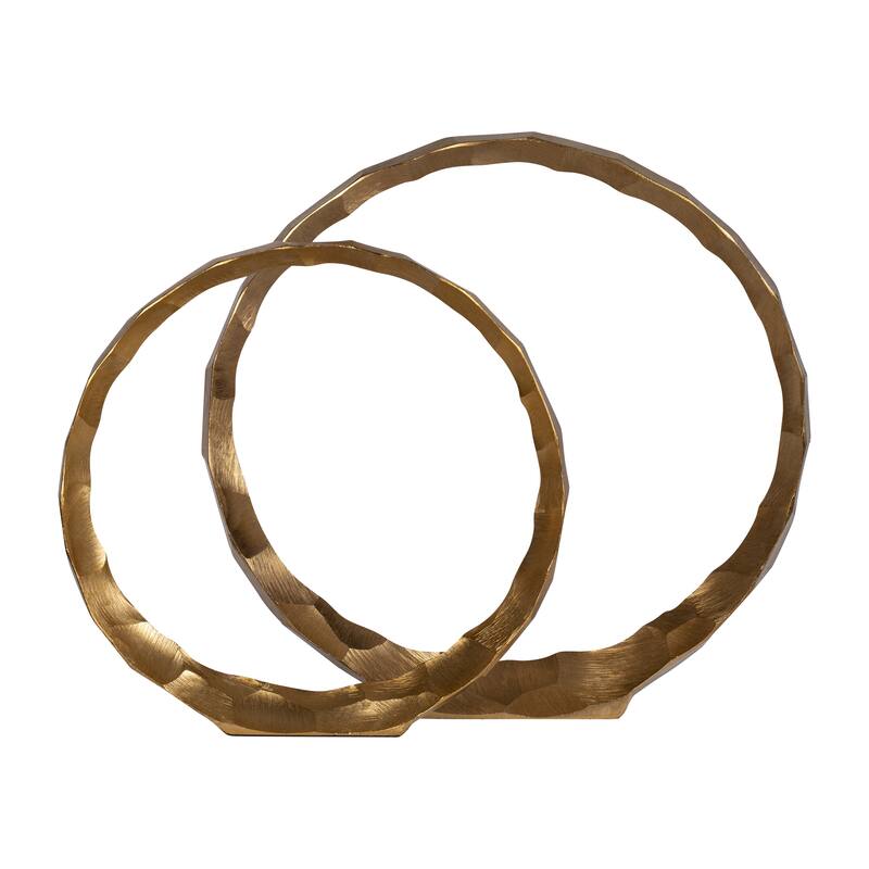 Sagebrook Home Set of 2 Hammered Metal Decorative Ring Sculptures