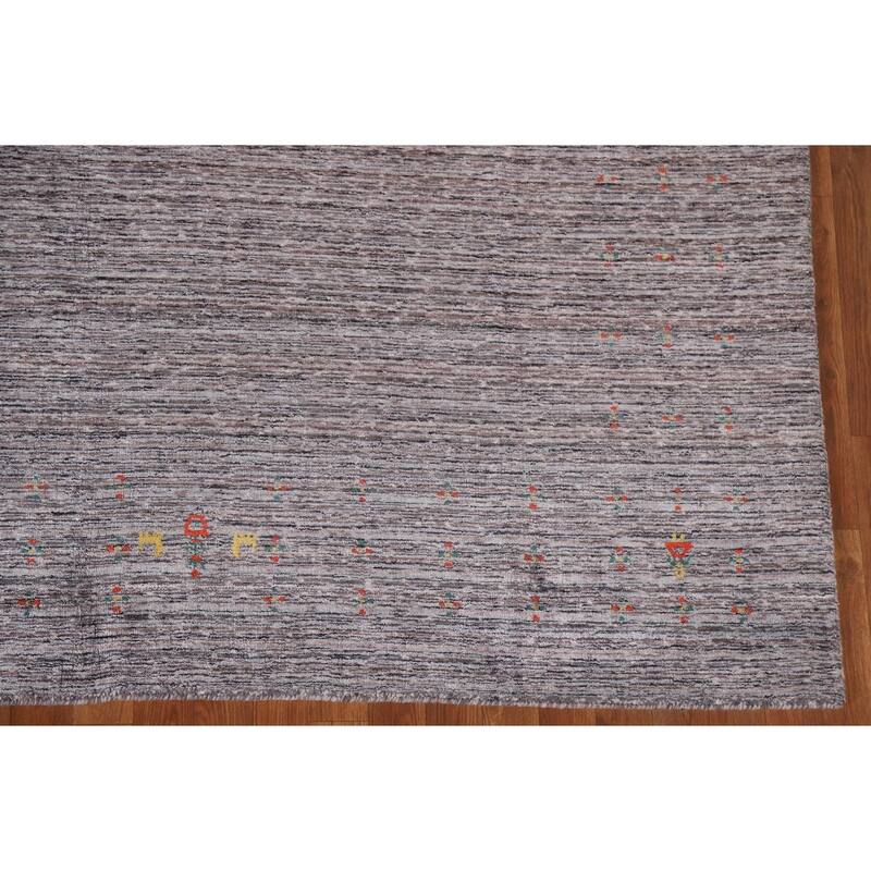 Striped Gabbeh Area Rug Handmade Tribal Wool Carpet - 7'9"x 9'9"