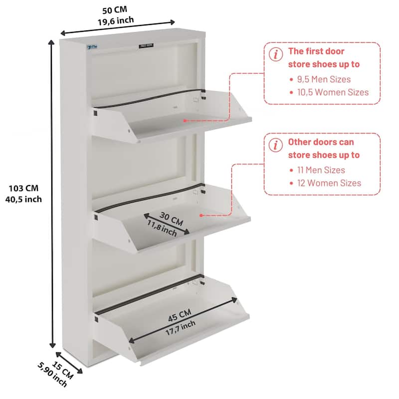 Antibacterial 3 Tier metal shoe cabinet without holes