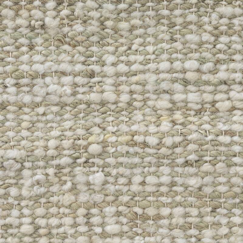 Handwoven Striped Wool Square Throw Pillow - 22" - Cream and Green