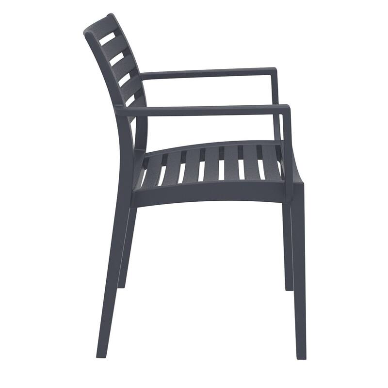 33" Gray Stackable Outdoor Patio Dining Arm Chair