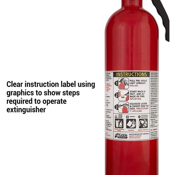 Kidde FA110 Multi Purpose Fire Extinguisher 1A10BC, 1 Pack - Bed