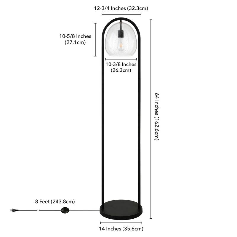 Sydney 64" Floor Lamp with Seeded Glass Shade