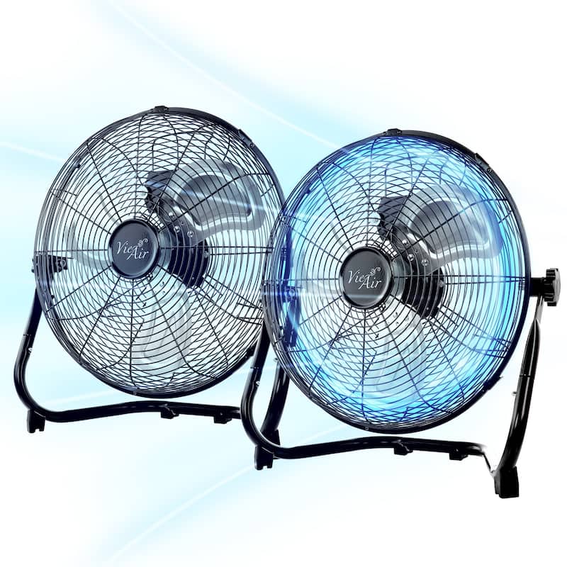 Heavy Duty 3 Speed High Velocity Metal Floor Fan 2 Pack