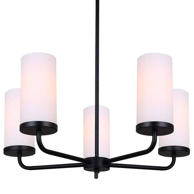 Canarm ICH2029B05 Malloy 5 Light 25" Wide Pillar Candle Chandelier - Black