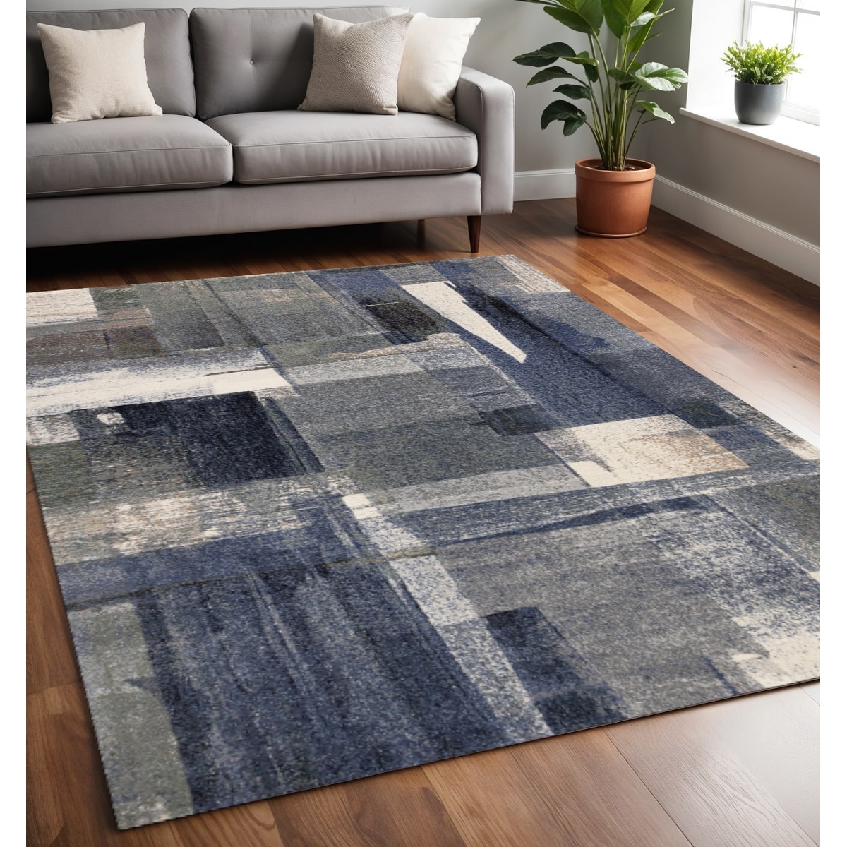 HomeRoots Abstract Modern Rectangle Area Rug - 5' X 8'