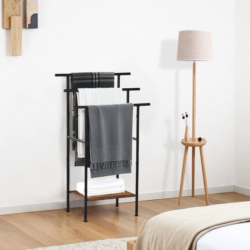 Homy Casa Bathroom Towel Rack with 3 Bars & Storage Shelf