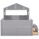 preview thumbnail 11 of 9, Full Size House Low Loft Bed with 4 Drawers & Stairs & Guardrail, Grey