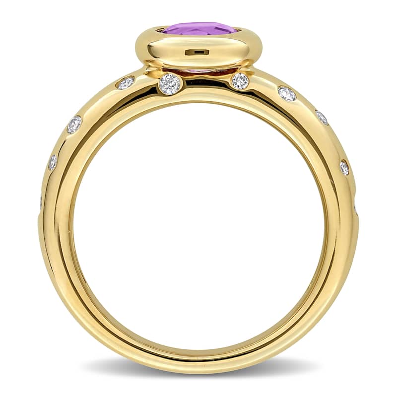 Miadora Gemstone and 1/4ct TDW Diamond Ring in 10k Yellow Gold
