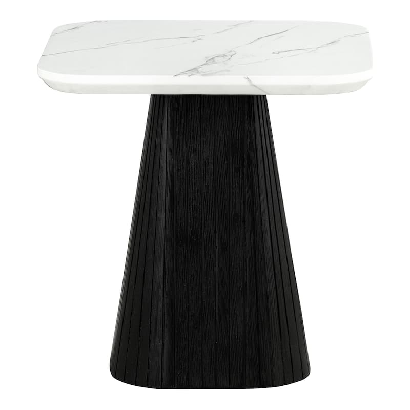 Furniture of America Tonix Modern White and Black Square Faux Marble Top End Table