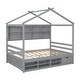 preview thumbnail 18 of 19, Full House Bed with Roof Frame