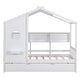 preview thumbnail 1 of 14, Twin Size House Bed Frame with Trundle and Storage Shelves, Wooden House Shaped Bed with Support Slats for Kids,White White - Twin