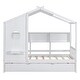 preview thumbnail 33 of 56, Wooden House Bed Frame with Trundle and Storage Shelves, Support Slats, House Shaped Bed for Kids, No Box Spring Needed White - Twin